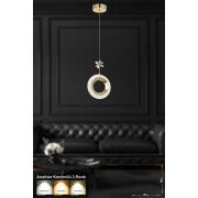 Avizemoda Ribera Tekli Ledli Modern Lüks Sarkıt Avize (3 RENK LED; SARI - BEYAZ - GÜN İŞIĞI) - Gold
