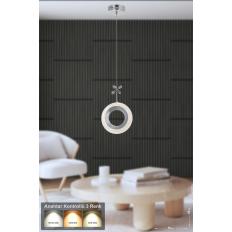 Avizemoda Ribera Tekli Ledli Modern Lüks Sarkıt Avize (3 RENK LED; SARI - BEYAZ - GÜN İŞIĞI) - Krom