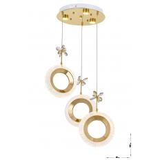 Avizemoda Ribera 3'lü Power Ledli Kumandalı Modern Lüks Sarkıt Avize, 3 Renk: Sarı-beyaz-gün Işığı - Gold