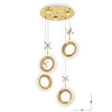 Avizemoda Ribera 4'lü Power Ledli Kumandalı Modern Lüks Sarkıt Avize, 3 Renk: Sarı-beyaz-gün Işığı - Gold