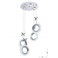 Avizemoda Ribera 4'lü Power Ledli Kumandalı Modern Lüks Sarkıt Avize, 3 Renk: Sarı-beyaz-gün Işığı - Krom