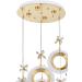 Avizemoda Ribera 6'lı Ledl Kumandalı Modern Lüks Sarkıt Avize, 3 Renk: Sarı-beyaz-gün Işığı - Gold