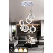 Avizemoda Ribera 6'lı Power Ledli Kumandalı Modern Lüks Sarkıt Avize, 3 Renk: Sarı-beyaz-gün Işığı - Krom