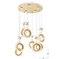 Avizemoda Ribera 8'li Power Ledli Kumandalı Modern Lüks Sarkıt Avize, 3 Renk: Sarı-beyaz-gün Işığı - Gold