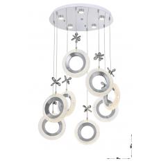 Avizemoda Ribera 8'li Power Ledli Kumandalı Modern Lüks Sarkıt Avize, 3 Renk: Sarı-beyaz-gün Işığı - Krom
