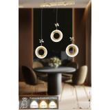 Avizemoda Ribera 3'lü Power Ledli Kumandalı Modern Yemek Masası Üstü Avize, 3 Renk: Sarı-beyaz-gün Işığı-gold