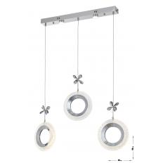 Avizemoda Ribera 3'lü Power Ledli Kumandalı Modern Yemek Masası Üstü Avize, 3 Renk: Sarı-beyaz-gün Işığı-krom