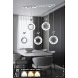 Avizemoda Ribera 5'li Power Ledli Kumandalı Modern Yemek Masası Üstü Avize, 3 Renk: Sarı-beyaz-gün Işığı-krom