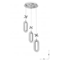 Avizemoda Sessi 3'lü Power Ledli Kumandalı Modern Lüks Sarkıt Avize, 3 Renk: Sarı-beyaz-gün Işığı - Krom