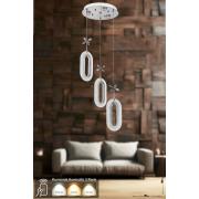 Avizemoda Sessi 3'lü Power Ledli Kumandalı Modern Lüks Sarkıt Avize, 3 Renk: Sarı-beyaz-gün Işığı - Krom