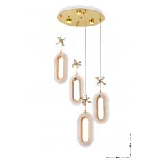 Avizemoda Sessi 4'lü Power Ledli Kumandalı Modern Lüks Sarkıt Avize, 3 Renk: Sarı-beyaz-gün Işığı - Gold