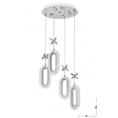 Avizemoda Sessi 4'lü Power Ledli Kumandalı Modern Lüks Sarkıt Avize, 3 Renk: Sarı-beyaz-gün Işığı - Krom