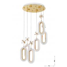 Avizemoda Sessi 6'li Power Ledli Kumandalı Modern Lüks Sarkıt Avize, 3 Renk: Sarı-beyaz-gün Işığı - Gold