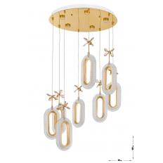 Avizemoda Sessi 8'li Power Ledli Kumandalı Modern Lüks Sarkıt Avize, 3 Renk: Sarı-beyaz-gün Işığı - Gold