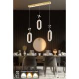 Avizemoda Sessi 3'lü Power Ledli Kumandalı Modern Yemek Masası Üstü Avize, 3 Renk: Sarı-beyaz-gün Işığı -gold