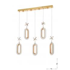 Avizemoda Sessi 5'li Power Ledli Kumandalı Modern Yemek Masası Üstü Avize, 3 Renk: Sarı-beyaz-gün Işığı -gold