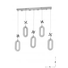 Avizemoda Sessi 5'li Power Ledli Kumandalı Modern Yemek Masası Üstü Avize, 3 Renk: Sarı-beyaz-gün Işığı- Krom