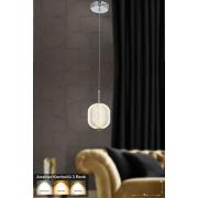 Avizemoda Torino Tekli Ledli Modern Lüks Sarkıt Avize (3 RENK LED; SARI - BEYAZ - GÜN İŞIĞI) - Krom
