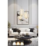 Avizemoda Torino 3'lü Power Ledli Kumandalı Modern Lüks Sarkıt Avize, 3 Renk: Sarı-beyaz-gün Işığı - Gold