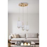 Avizemoda Torino 4'lü Power Ledli Kumandalı Modern Lüks Sarkıt Avize, 3 Renk: Sarı-beyaz-gün Işığı - Gold