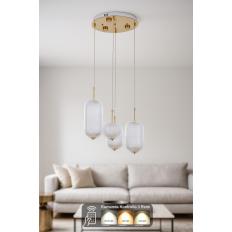 Avizemoda Torino 4'lü Power Ledli Kumandalı Modern Lüks Sarkıt Avize, 3 Renk: Sarı-beyaz-gün Işığı - Gold
