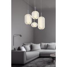 Avizemoda Torino 4'lü Power Ledli Kumandalı Modern Lüks Sarkıt Avize, 3 Renk: Sarı-beyaz-gün Işığı - Krom