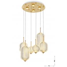Avizemoda Torino 6'li Power Ledli Kumandalı Modern Lüks Sarkıt Avize, 3 Renk: Sarı-beyaz-gün Işığı - Gold