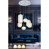 Avizemoda Torino 6'li Power Ledli Kumandalı Modern Lüks Sarkıt Avize, 3 Renk: Sarı-beyaz-gün Işığı - Krom