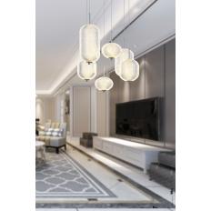 Avizemoda Torino 6'li Power Ledli Kumandalı Modern Lüks Sarkıt Avize, 3 Renk: Sarı-beyaz-gün Işığı - Krom