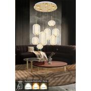 Avizemoda Torino 8'li Power Ledli Kumandalı Modern Lüks Sarkıt Avize, 3 Renk: Sarı-beyaz-gün Işığı - Gold