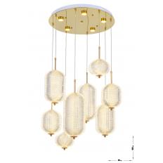 Avizemoda Torino 8'li Power Ledli Kumandalı Modern Lüks Sarkıt Avize, 3 Renk: Sarı-beyaz-gün Işığı - Gold