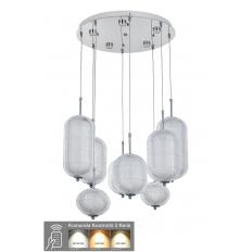 Avizemoda Torino 8'li Power Ledli Kumandalı Modern Lüks Sarkıt Avize, 3 Renk: Sarı-beyaz-gün Işığı - Krom
