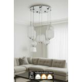 Avizemoda Torino 8'li Power Ledli Kumandalı Modern Lüks Sarkıt Avize, 3 Renk: Sarı-beyaz-gün Işığı - Krom