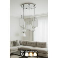 Avizemoda Torino 8'li Power Ledli Kumandalı Modern Lüks Sarkıt Avize, 3 Renk: Sarı-beyaz-gün Işığı - Krom