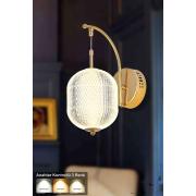 Avizemoda Torino Power Ledli Modern Lüks Duvar Aplik (3 RENK; SARI-BEYAZ-GÜN İŞIĞI) - Gold