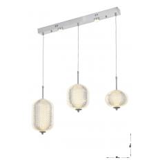 Avizemoda Torino 3'lü Power Ledli Kumandalı Modern Yemek Masası Üstü Avize, 3 Renk: Sarı-beyaz-gün Işığı-krom