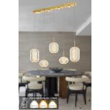 Avizemoda Torino 5'li Power Ledli Kumandalı Modern Yemek Masası Üstü Avize, 3 Renk: Sarı-beyaz-gün Işığı-gold
