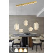 Avizemoda Torino 5'li Power Ledli Kumandalı Modern Yemek Masası Üstü Avize, 3 Renk: Sarı-beyaz-gün Işığı-gold