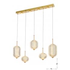 Avizemoda Torino 5'li Power Ledli Kumandalı Modern Yemek Masası Üstü Avize, 3 Renk: Sarı-beyaz-gün Işığı-gold