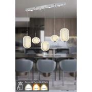 Avizemoda Torino 5'li Power Ledli Kumandalı Modern Yemek Masası Üstü Avize, 3 Renk: Sarı-beyaz-gün Işığı-krom