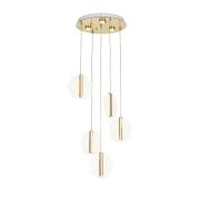 Avizemoda Lovena 5'Li Ledli Dim. Kumandalı Modern Lüks Sarkıt Avize (3 Renk Led; Sarı-Beyaz-Gün ışığı) - GOLD
