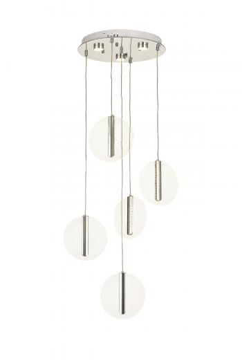 Avizemoda Lovena 5'Li Ledli Dim. Kumandalı Modern Lüks Sarkıt Avize (3 Renk Led; Sarı-Beyaz-Gün ışığı) - KROM