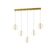 Avizemoda Lovena 5'Li Ledli Dim Kumandalı Modern Yemek Masası Üstü Avize 3 Renk Led; Sarı-Beyaz-Gün ışığı-GOLD