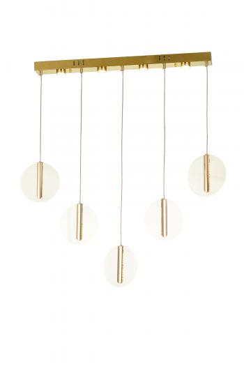 Avizemoda Lovena 5'Li Ledli Dim Kumandalı Modern Yemek Masası Üstü Avize 3 Renk Led; Sarı-Beyaz-Gün ışığı-GOLD