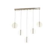 Avizemoda Lovena 5'Li Ledli Dim Kumandalı Modern Yemek Masası Üstü Avize 3 Renk Led; Sarı-Beyaz-Gün ışığı-KROM