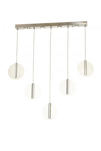 Avizemoda Lovena 5'Li Ledli Dim Kumandalı Modern Yemek Masası Üstü Avize 3 Renk Led; Sarı-Beyaz-Gün ışığı-KROM
