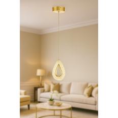 Avizemoda Dali Tekli Ledli Modern Lüks Sarkıt Avize (3 RENK LED; SARI-BEYAZ-GÜN IŞIĞI) - Gold