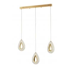 Avizemoda Dali 3'Lü Ledli Dim Kumandalı Modern Yemek Masası Üstü Avize (3 Renk Led; Sarı-Beyaz-Gün ışığı)-GOLD