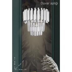 Avizemoda Palmira Kristal Taşlı Lüks Aplik - ( Gümüş - Yaldız )