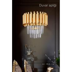 Avizemoda Palmira Kristal Taşlı Lüks Aplik - ( Sarı - Yaldız )